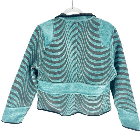 Khangura Jacket Womens Large Blue Tapestry Reversible Animal Print Art to Wear - Picture 2 of 16